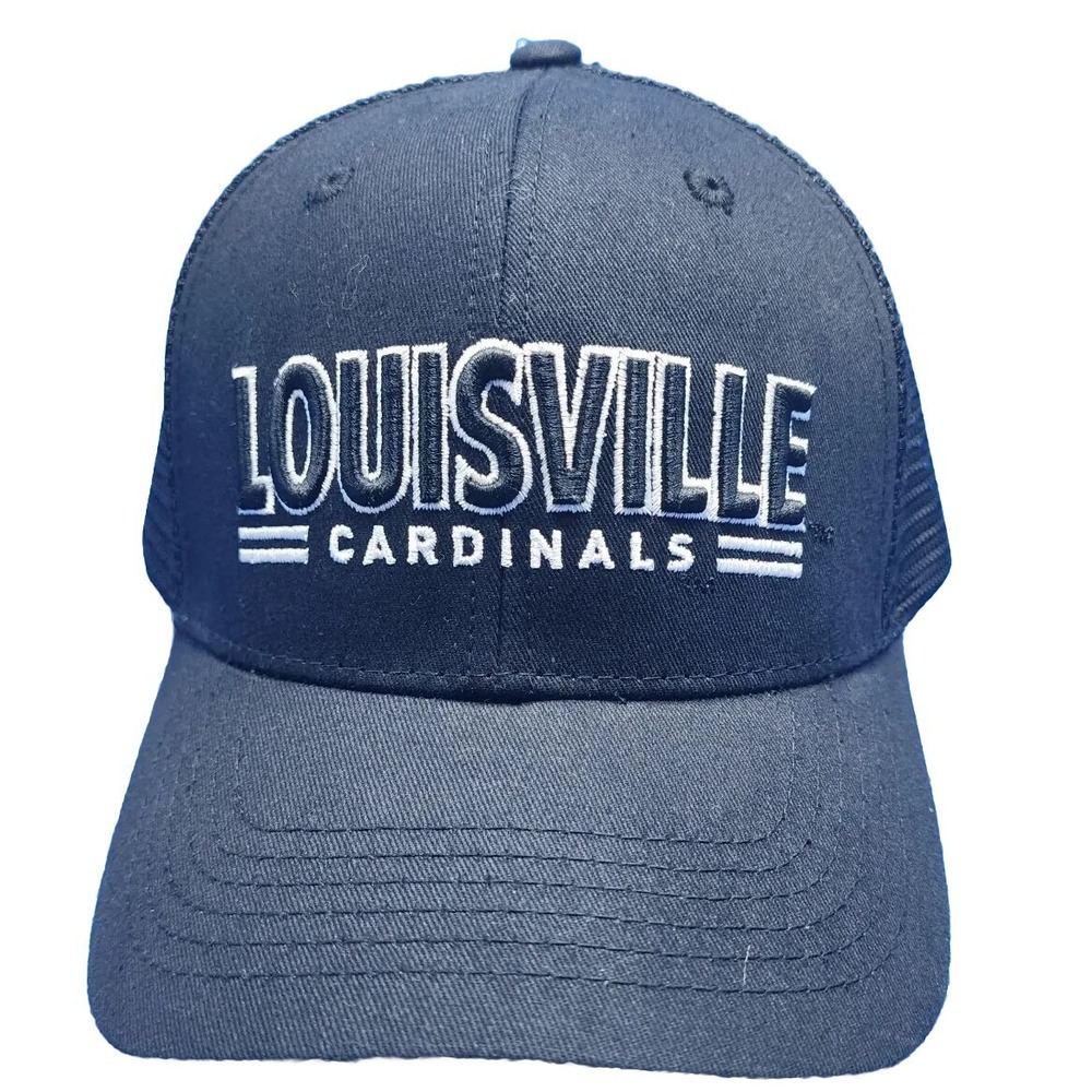 Louisville Cardinals Hat Cap Mesh Snap Back Mens Adjustable Black Logo U Of L UL